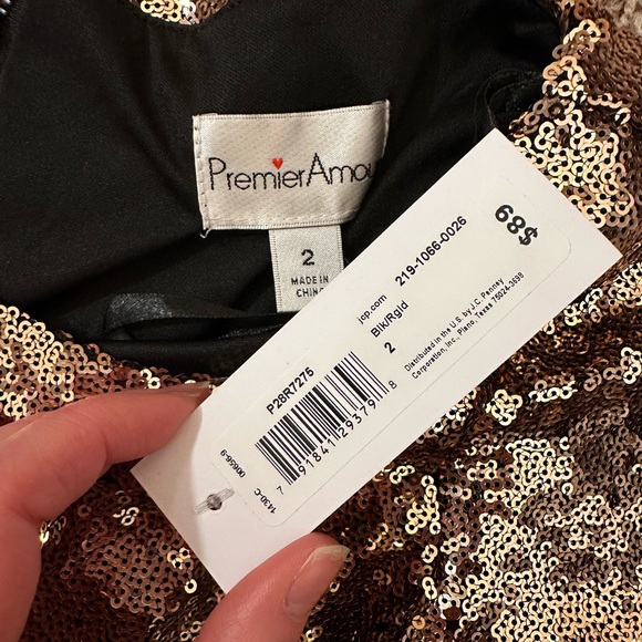 NEW WITH TAGS Premier Amour Sequin Dress, Gold and Black, Size 2 - Picture 3 of 3